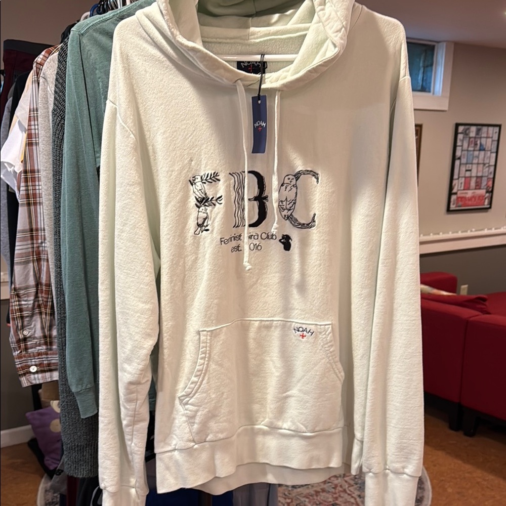 Noah NYC Men's size L Light Mint Hoodie Sweatshirt X Feminist Bird Club.